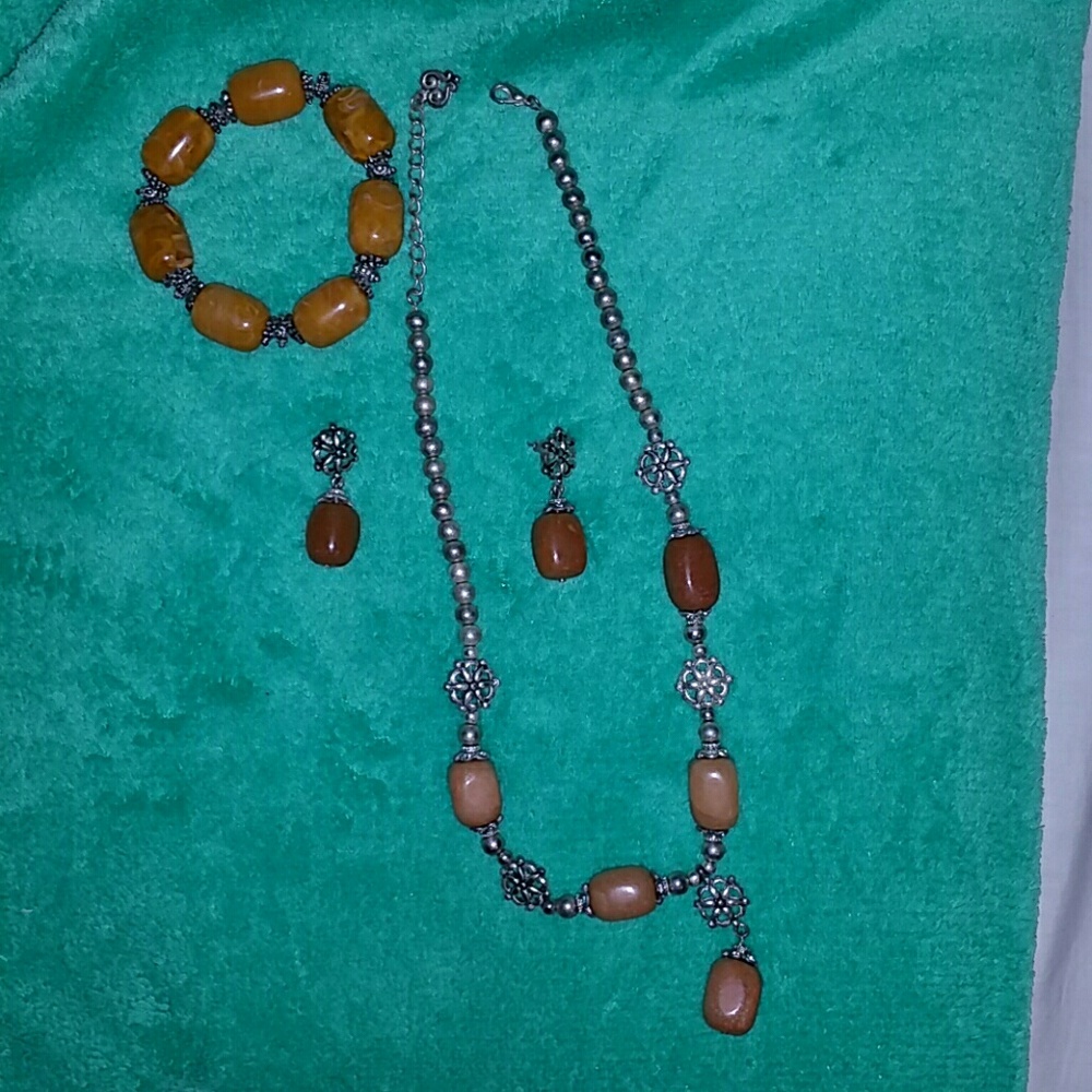 Necklace, earrings, bracelet set